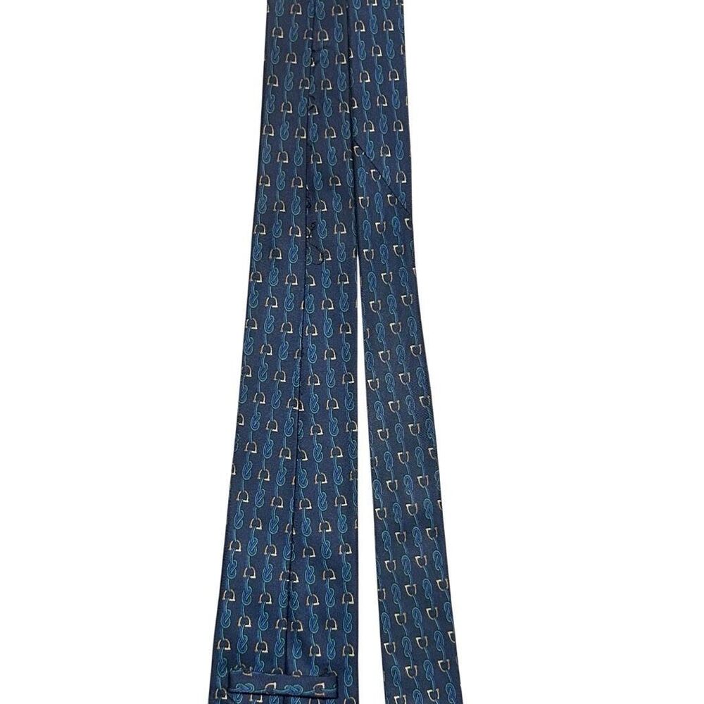 Gucci Mens Navy Blue Printed Silk Designer Neck Tie Pointed Adjustable Italy - Picture 6 of 14